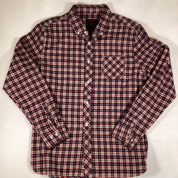RQQBA Mens Large Flannel Long Sleeve Street Wear Button Up Red Pre-Owned - Picture 1 of 3